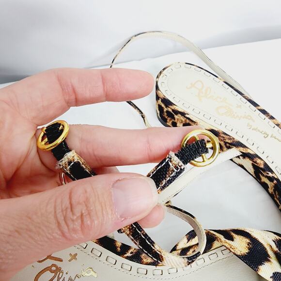 Alice + Olivia Alexi Leopard Print Open Toe Bow Wedge Sandal Women's Size  10 - Picture 10 of 15